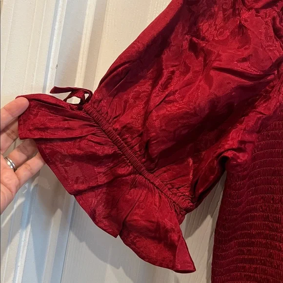 NWT BAND OF THE FREE Lea Rhubarb Smocked Crop Top - Picture 6 of 10